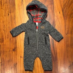 Carters Baby Hooded One-Piece Knit Jumpsuit in Heather Gray